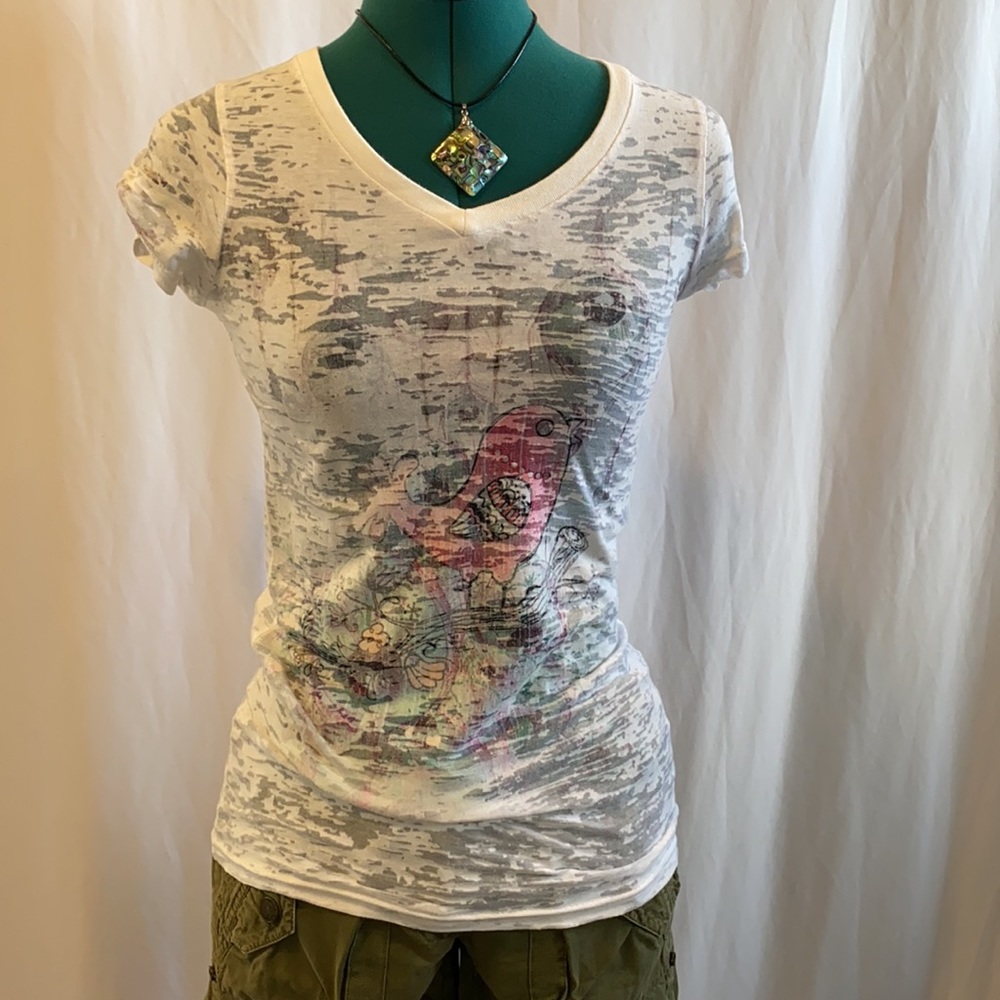 Space Die printed v-neck tee shirt - size: S